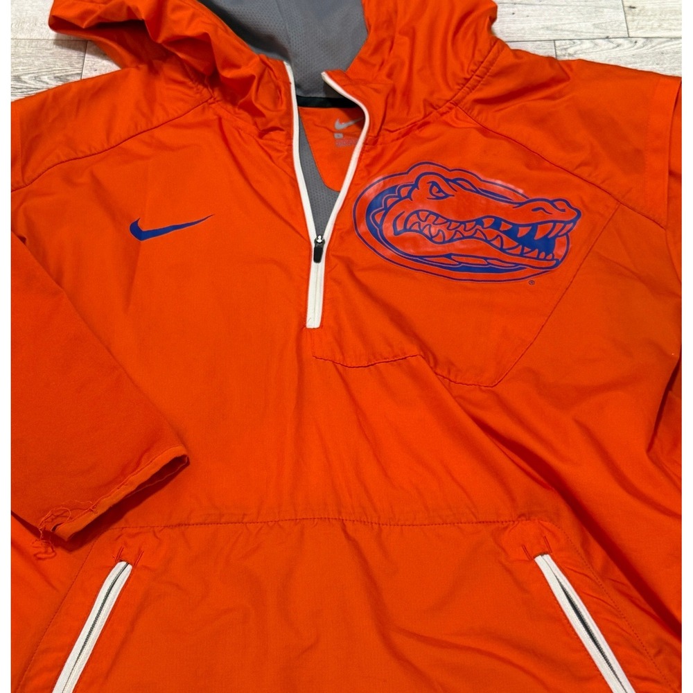 Nike Florida Gators Orange Quarter Zip Hooded Windbreaker Jacket Mens Large